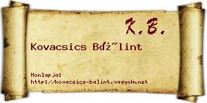 Kovacsics Bálint névjegykártya