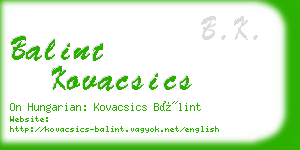 balint kovacsics business card